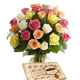 25 colorful roses with chokolates | Flower Delivery Syktyvkar