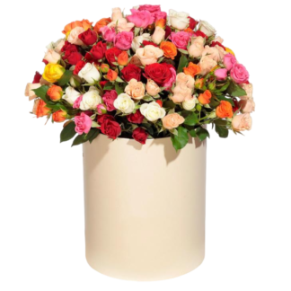 Mixed roses in a hatbox | Flower Delivery Syktyvkar