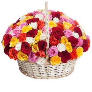 51 colorful roses in the basket | Flower Delivery Syktyvkar